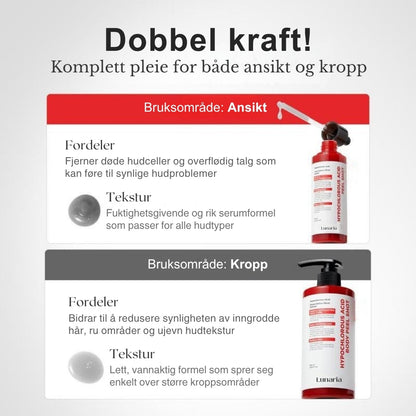 Lunaria Hypoklorsyre Rispeelingshot Duo for Ansikt og Kropp