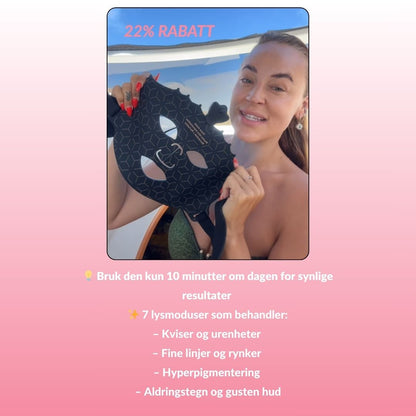 LED Lysterapi Ansiktsmaske - BARE 24 TIMER